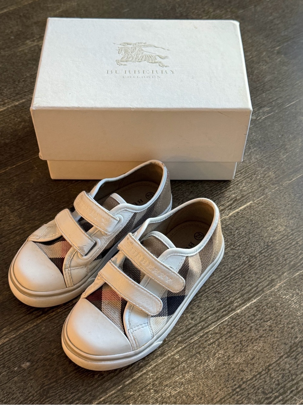 Burberry Check Cotton Sneakers Velcro Sneakers 27